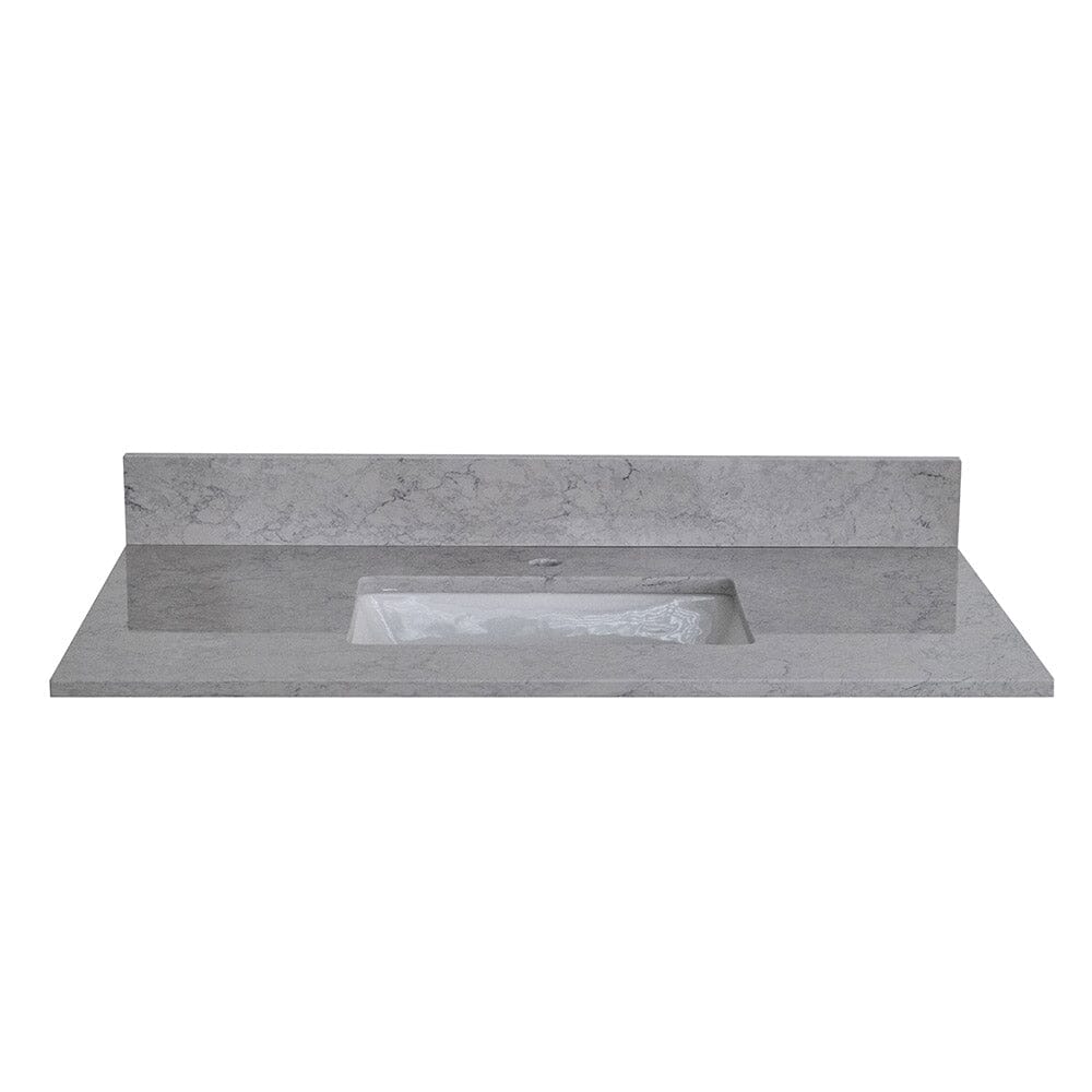 Giving Tree 37 inches bathroom stone vanity top calacatta gray engineered marble color with undermount ceramic sink and single faucet hole with backsplash - Image 3