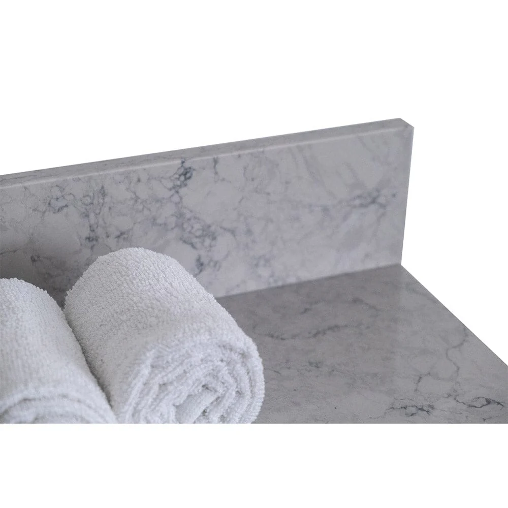 Giving Tree 37 inches bathroom stone vanity top calacatta gray engineered marble color with undermount ceramic sink and single faucet hole with backsplash - Image 5