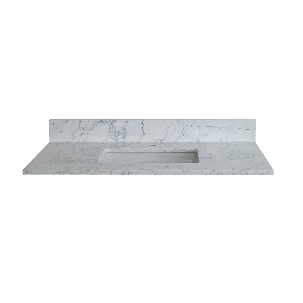 Giving Tree 37"x 22" bathroom stone vanity top carrara jade engineered marble color with undermount ceramic sink and single faucet hole with backsplash - Image 4