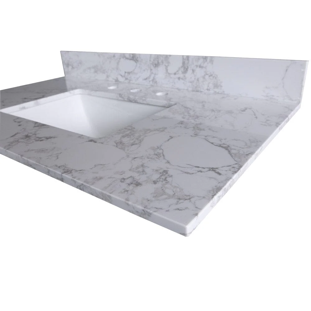 Giving Tree 43" carrara white engineered stone vanity top backsplash - Image 5