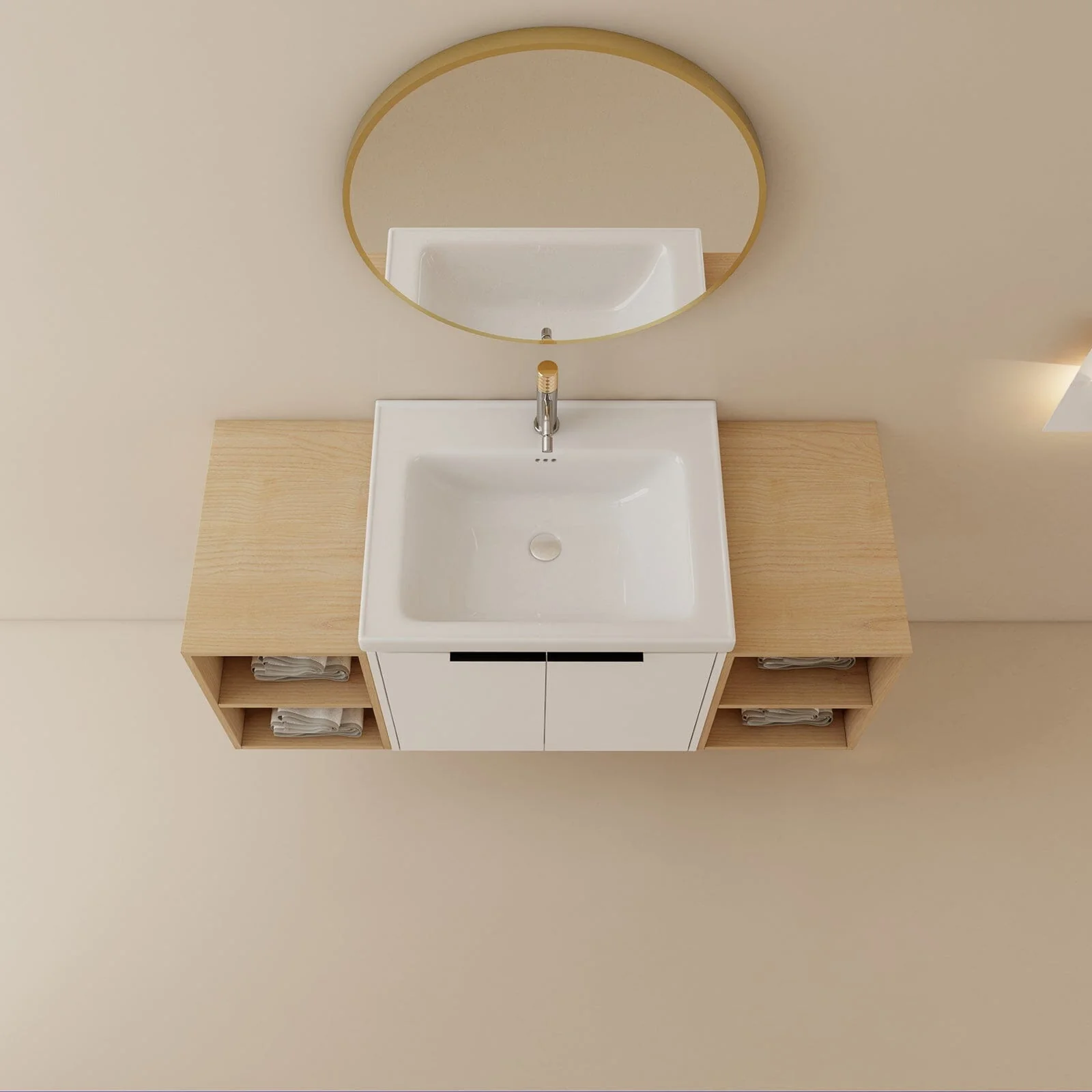 Giving Tree 48" Wall-mounted Bathroom Vanity with Sink and Two Storage Shelves - Image 4
