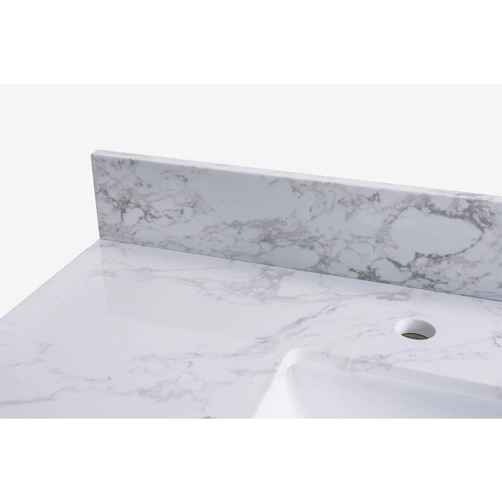 Giving Tree 49" carrara white engineered stone vanity top backsplash - Image 6