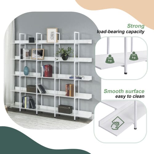 Giving Tree 5 Tier Bookcase Home Office Open Bookshelf, Vintage Industrial Style Shelf with Metal Frame, MDF Board - Image 5