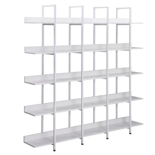 Giving Tree 5 Tier Bookcase Home Office Open Bookshelf, Vintage Industrial Style Shelf with Metal Frame, MDF Board - Image 8