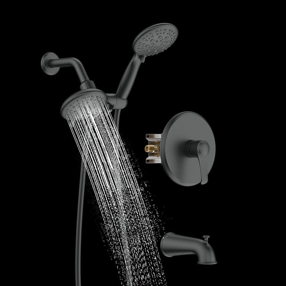 6 Spray Mode Dual Rain & Handheld Shower Heads & Tub Spout Combo Set - Image 18