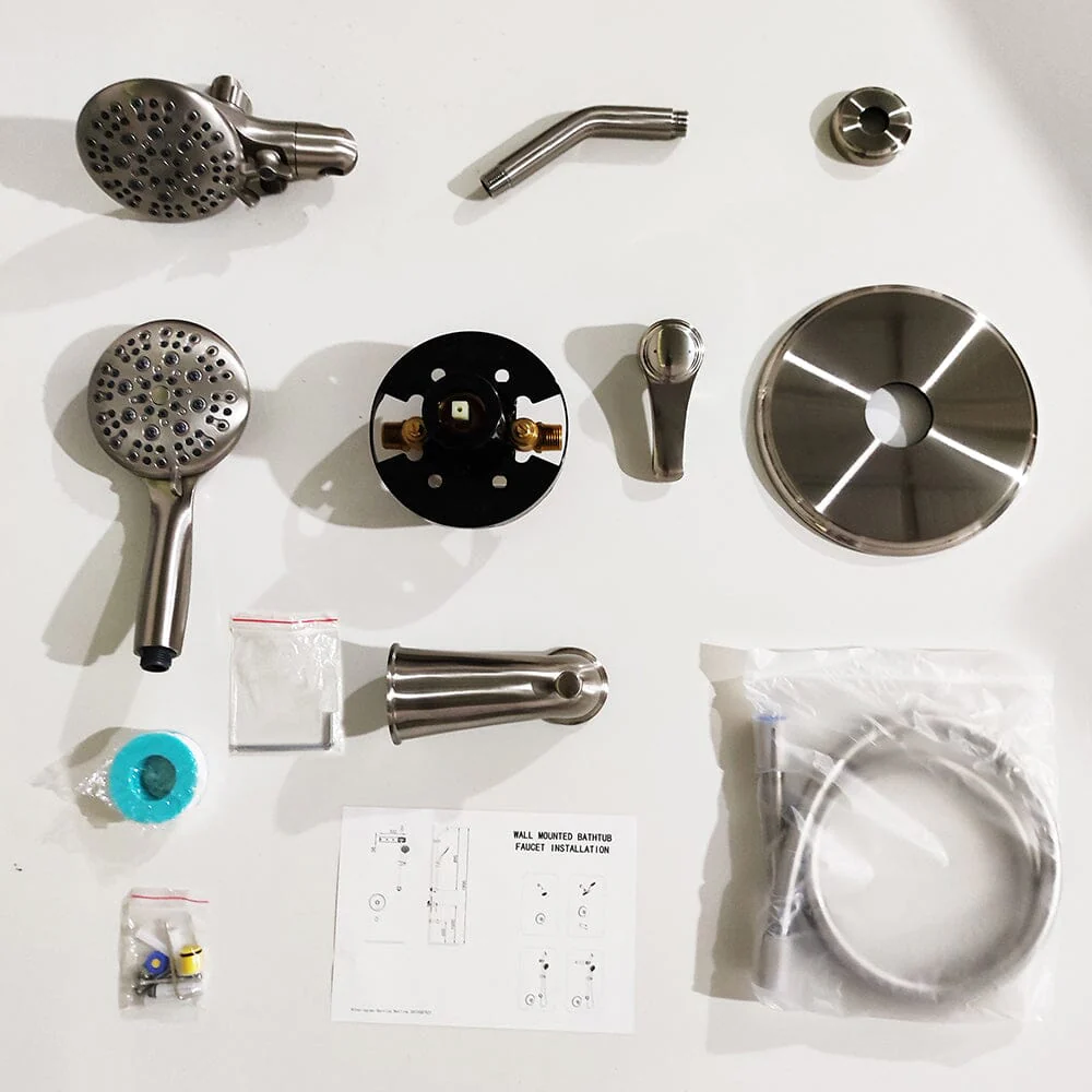 6 Spray Mode Dual Rain & Handheld Shower Heads & Tub Spout Combo Set - Image 38