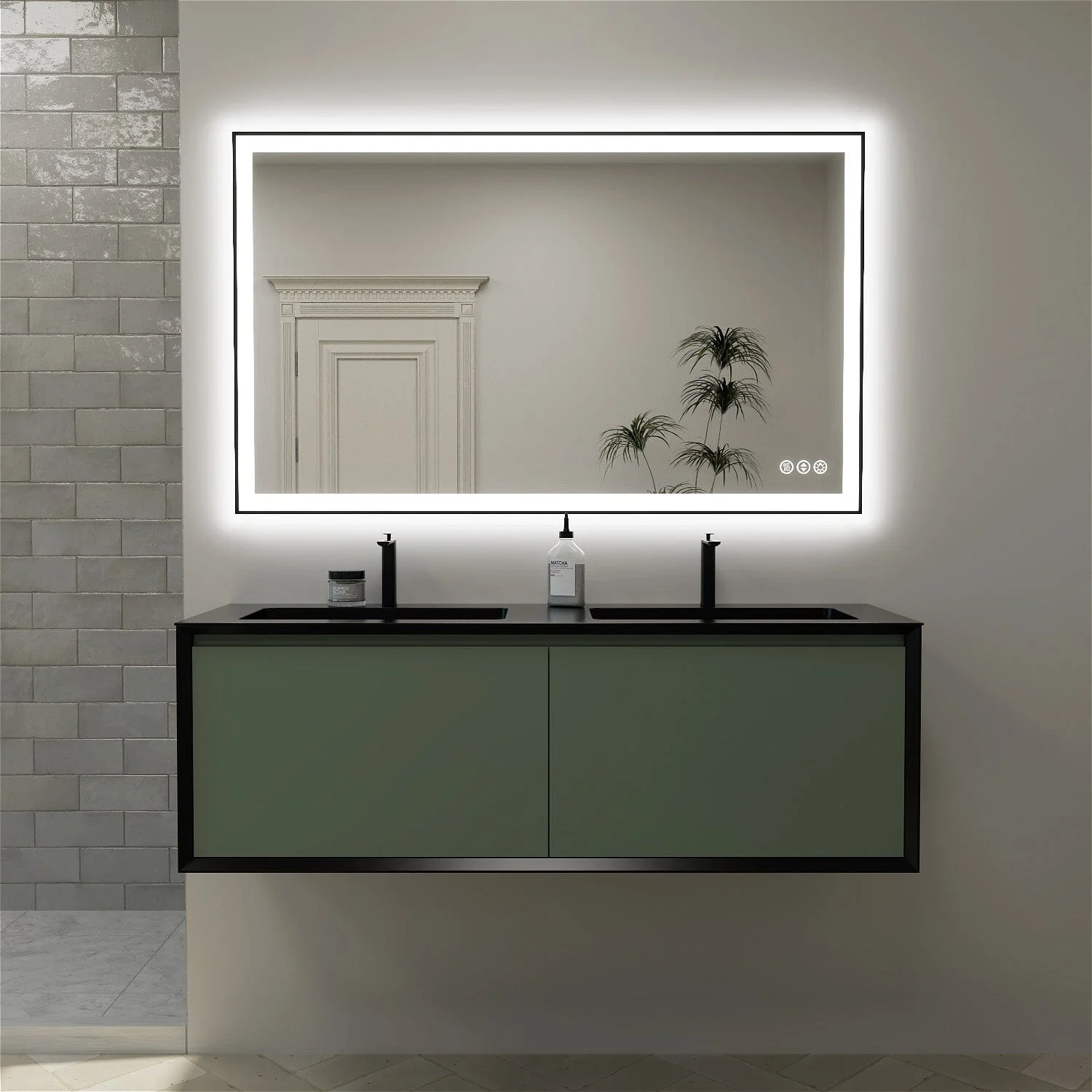 GIVING TREE 60"/72"/84" LED Bathroom Mirror with Black Frame, Anti-Fog, Shatter-Proof, Memory, 3 Colors - Image 21