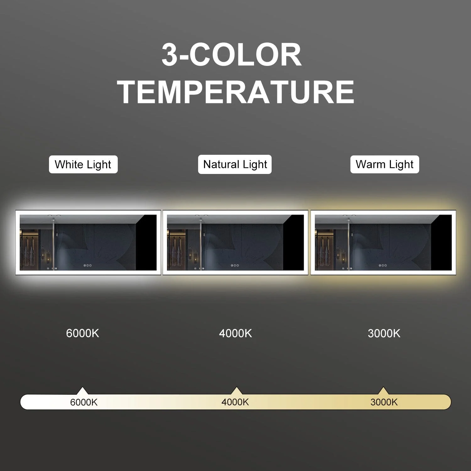 GIVING TREE 60"/72"/84" LED Bathroom Mirror with Black Frame, Anti-Fog, Shatter-Proof, Memory, 3 Colors - Image 32
