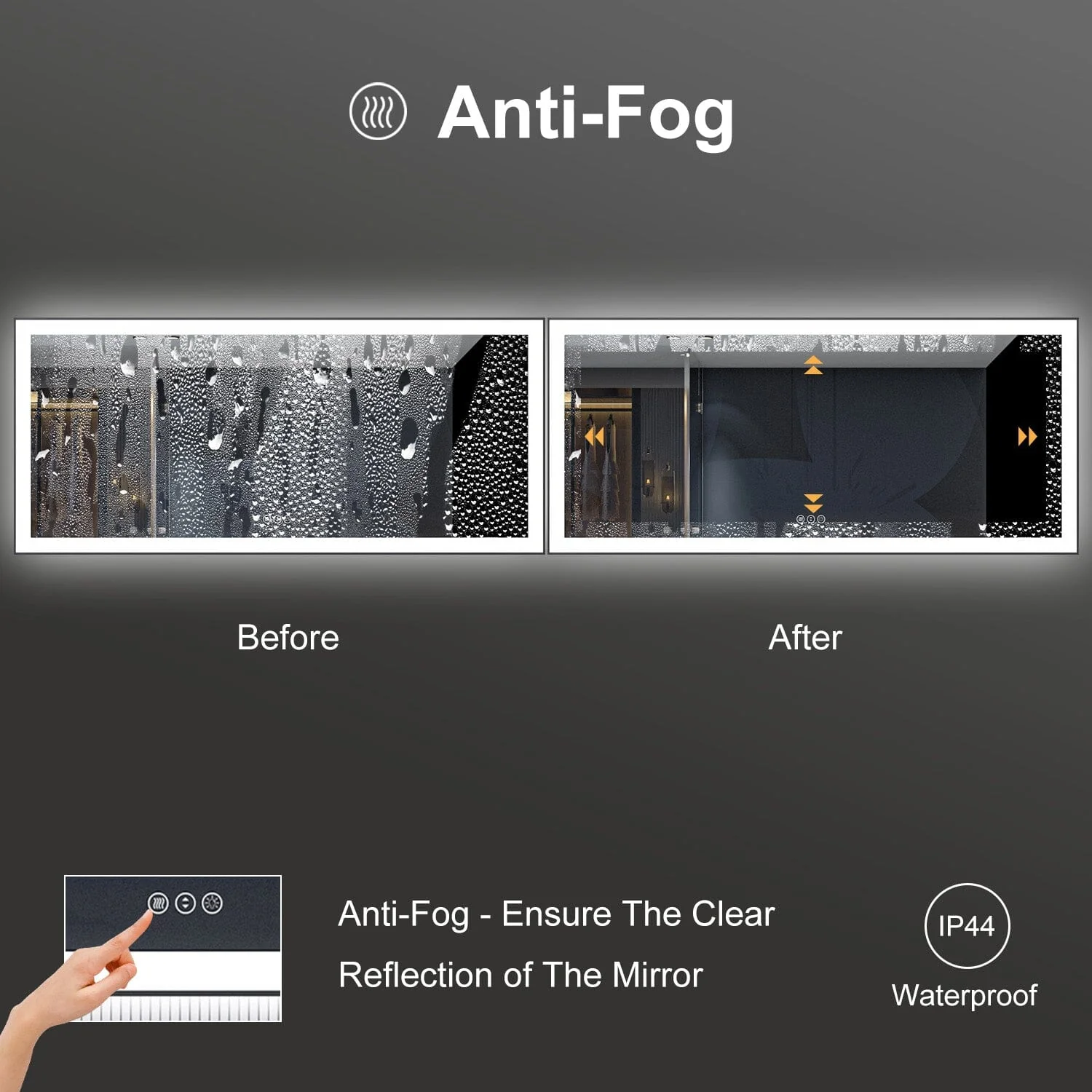 GIVING TREE 60"/72"/84" LED Bathroom Mirror with Black Frame, Anti-Fog, Shatter-Proof, Memory, 3 Colors - Image 33