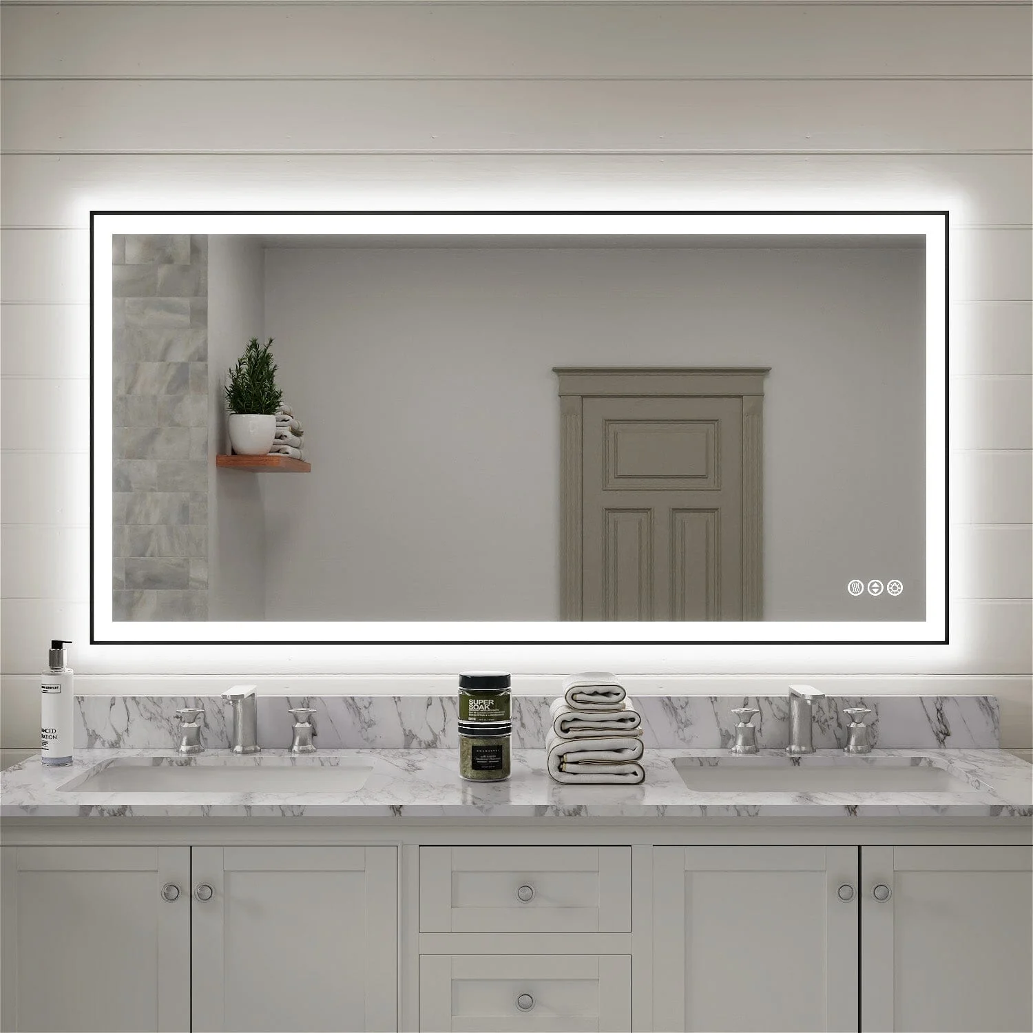 GIVING TREE 60"/72"/84" LED Bathroom Mirror with Black Frame, Anti-Fog, Shatter-Proof, Memory, 3 Colors - Image 37