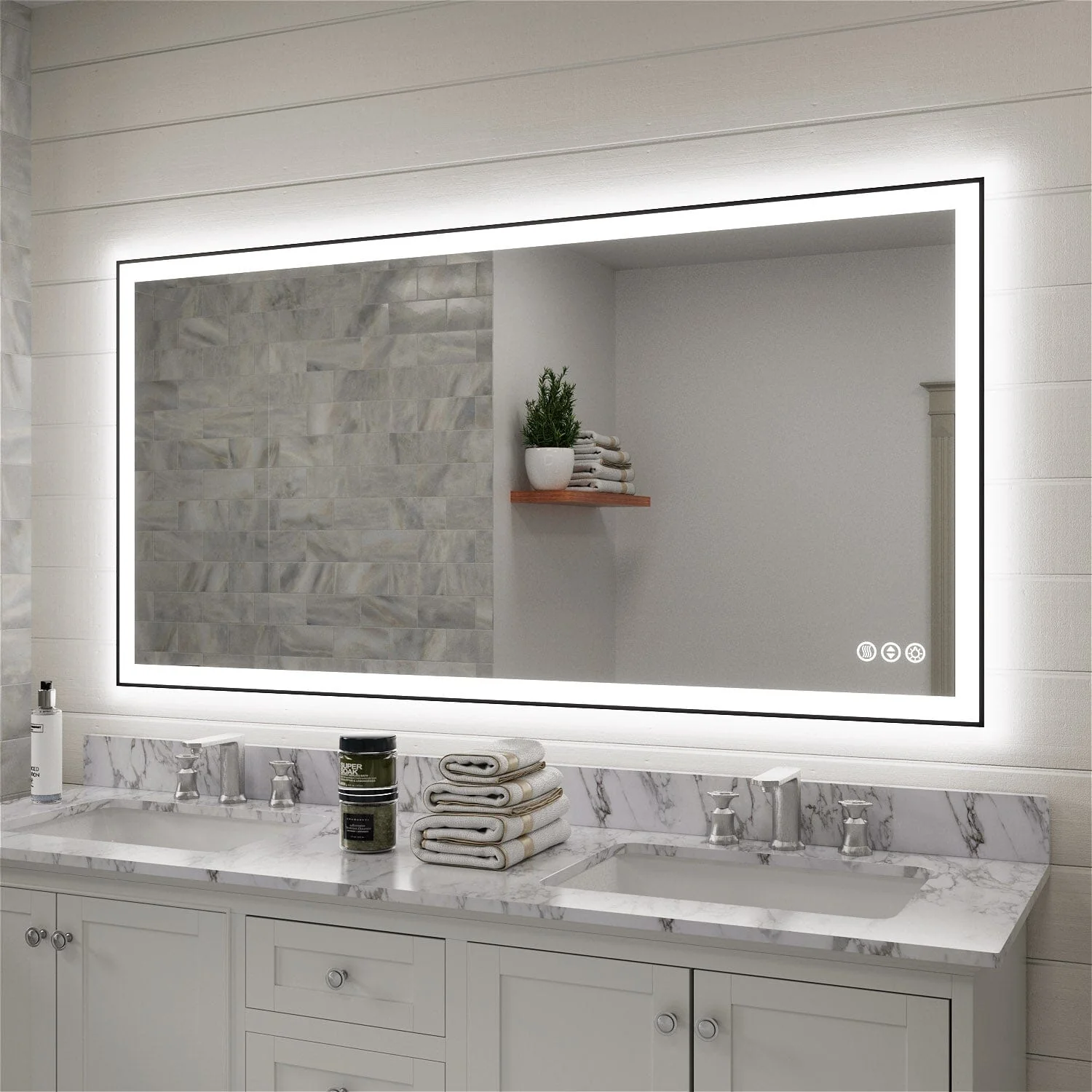 GIVING TREE 60"/72"/84" LED Bathroom Mirror with Black Frame, Anti-Fog, Shatter-Proof, Memory, 3 Colors - Image 38
