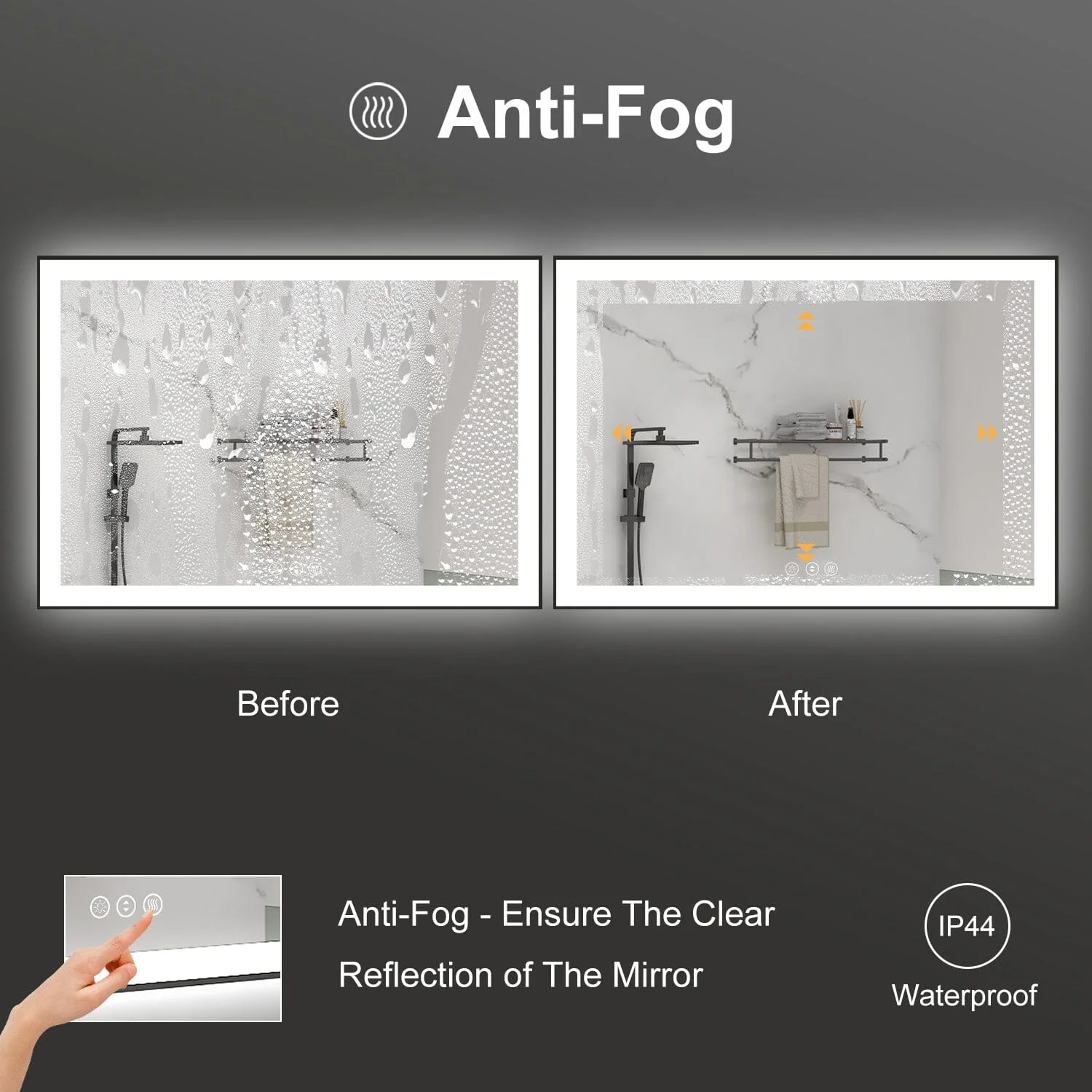 GIVING TREE 60"/72"/84" LED Bathroom Mirror with Black Frame, Anti-Fog, Shatter-Proof, Memory, 3 Colors - Image 42