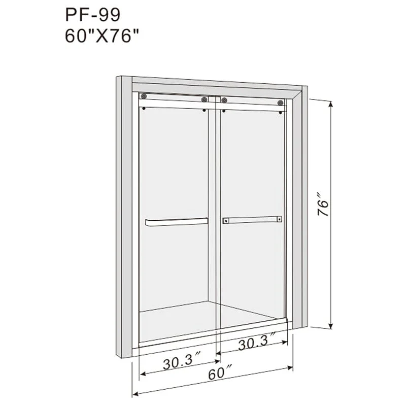 Giving Tree 60'' x 76'' Frameless Explosion-Proof Glass Bathroom Shower Door, Two-Way Sliding, Black - Image 9
