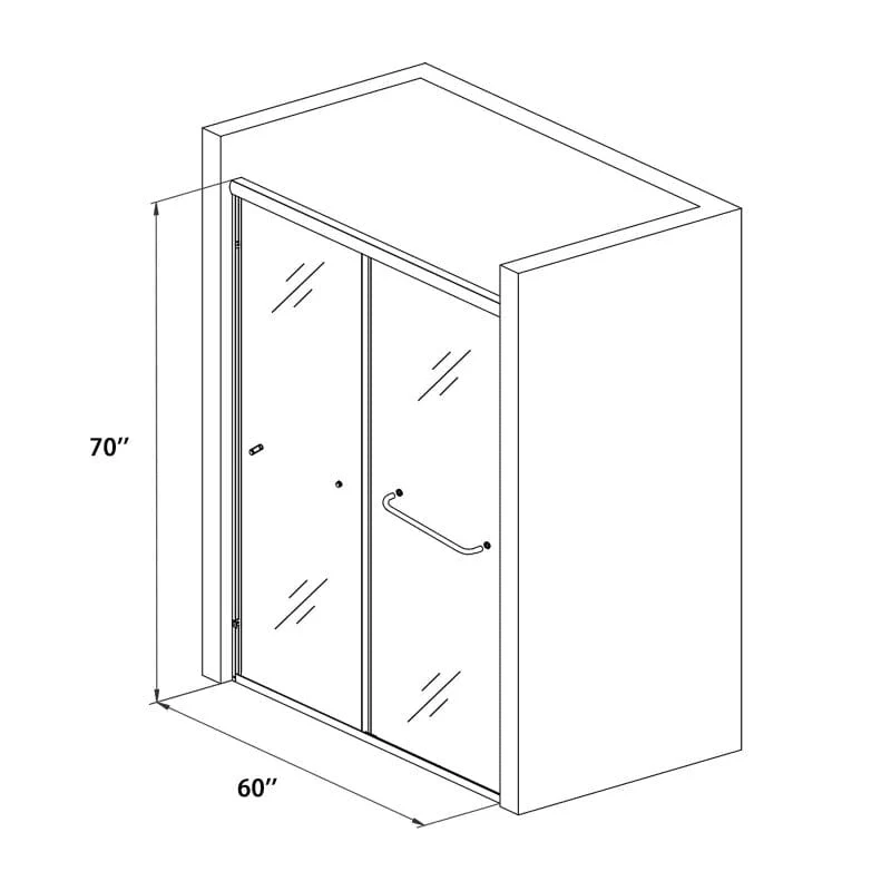Giving Tree 60'' x 70'' Semi-Frameless Explosion-proof Glass Bathroom Shower Door Two-way Sliding Black - Image 11