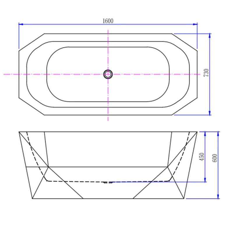 Mokleba 63" Acrylic Tub Rectangular Freestanding Soaking Bathtub - Image 9