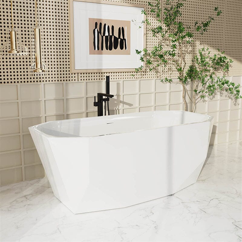 Mokleba 67" Acrylic Tub Rectangular Freestanding Soaking Bathtub - Image 3