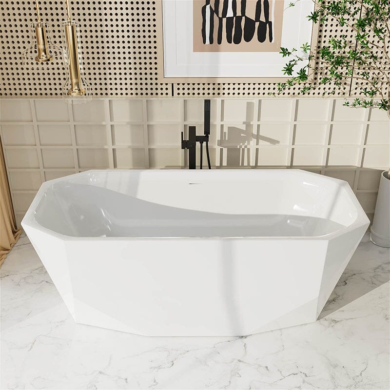 Mokleba 67" Acrylic Tub Rectangular Freestanding Soaking Bathtub - Image 4