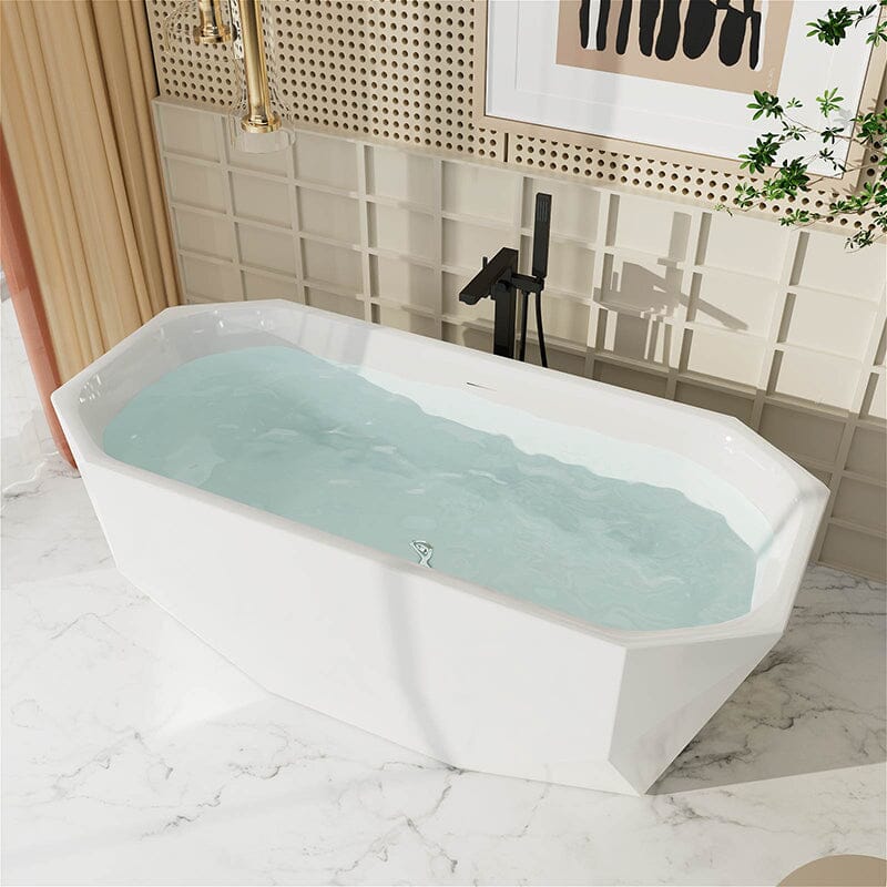 Mokleba 67" Acrylic Tub Rectangular Freestanding Soaking Bathtub - Image 5