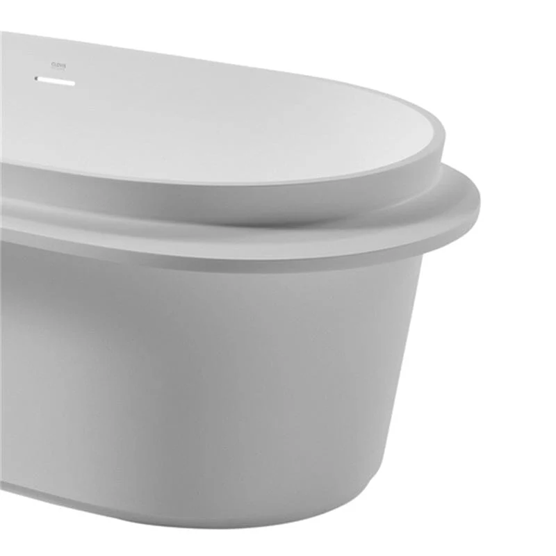 Giving Tree 67" Solid Surface Stone Resin White Freestanding Bathtub with Shelf - Image 11