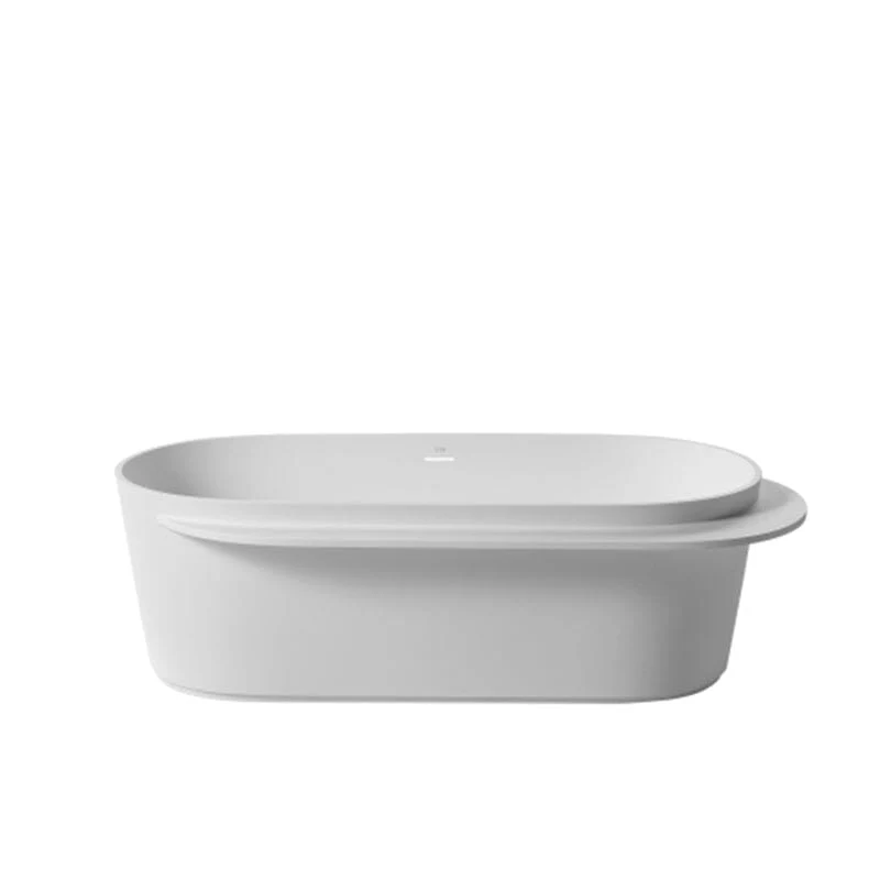 Giving Tree 67" Solid Surface Stone Resin White Freestanding Bathtub with Shelf - Image 7