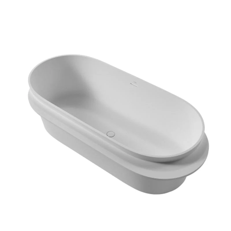 Giving Tree 67" Solid Surface Stone Resin White Freestanding Bathtub with Shelf - Image 8