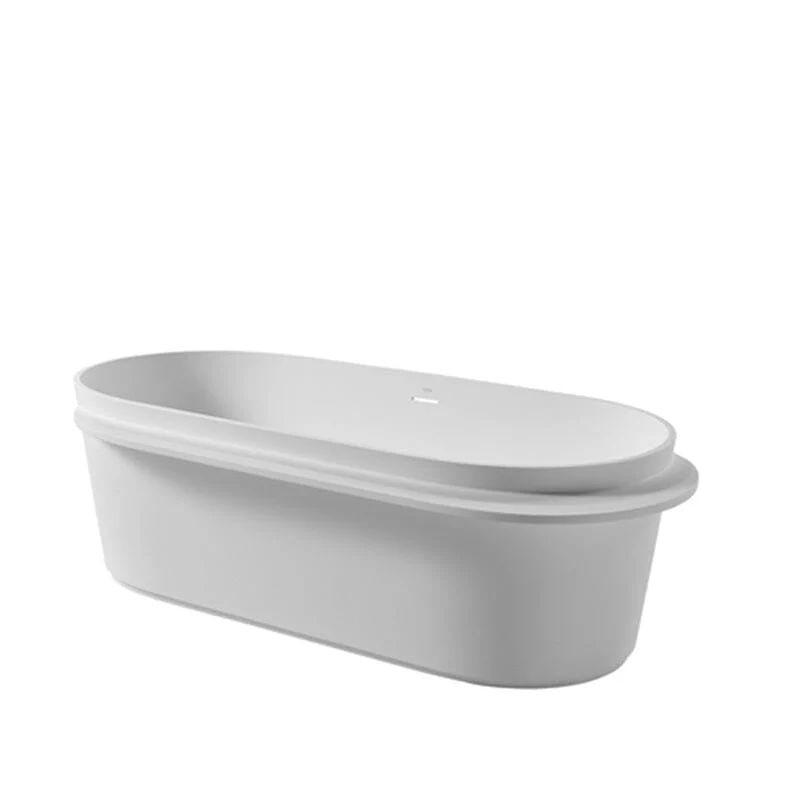 Giving Tree 67" Solid Surface Stone Resin White Freestanding Bathtub with Shelf - Image 9