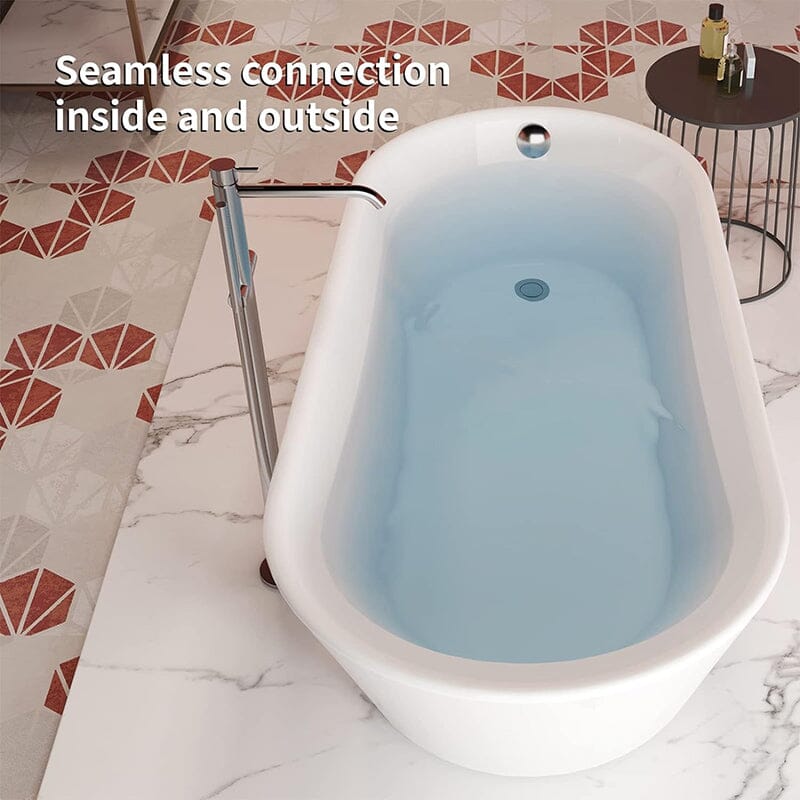 Mokleba 61" Acrylic Single Slipper Freestanding Soaking Bathtub Glossy White - Image 6