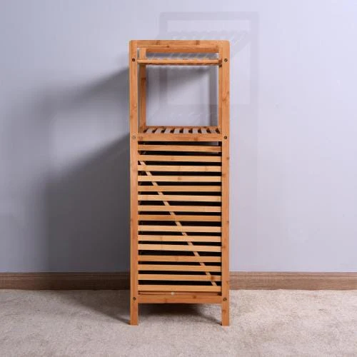 Giving Tree Bathroom Laundry Basket Bamboo Storage Basket 2-Tier Shelf - Image 3