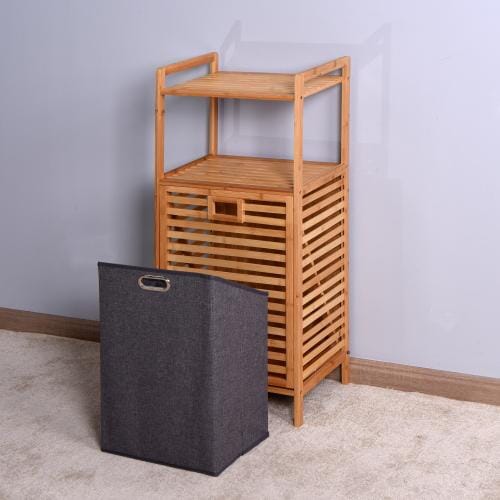 Giving Tree Bathroom Laundry Basket Bamboo Storage Basket 2-Tier Shelf - Image 4