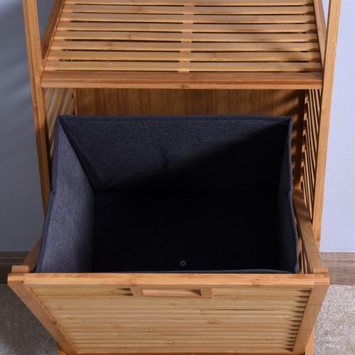 Giving Tree Bathroom Laundry Basket Bamboo Storage Basket 2-Tier Shelf - Image 6
