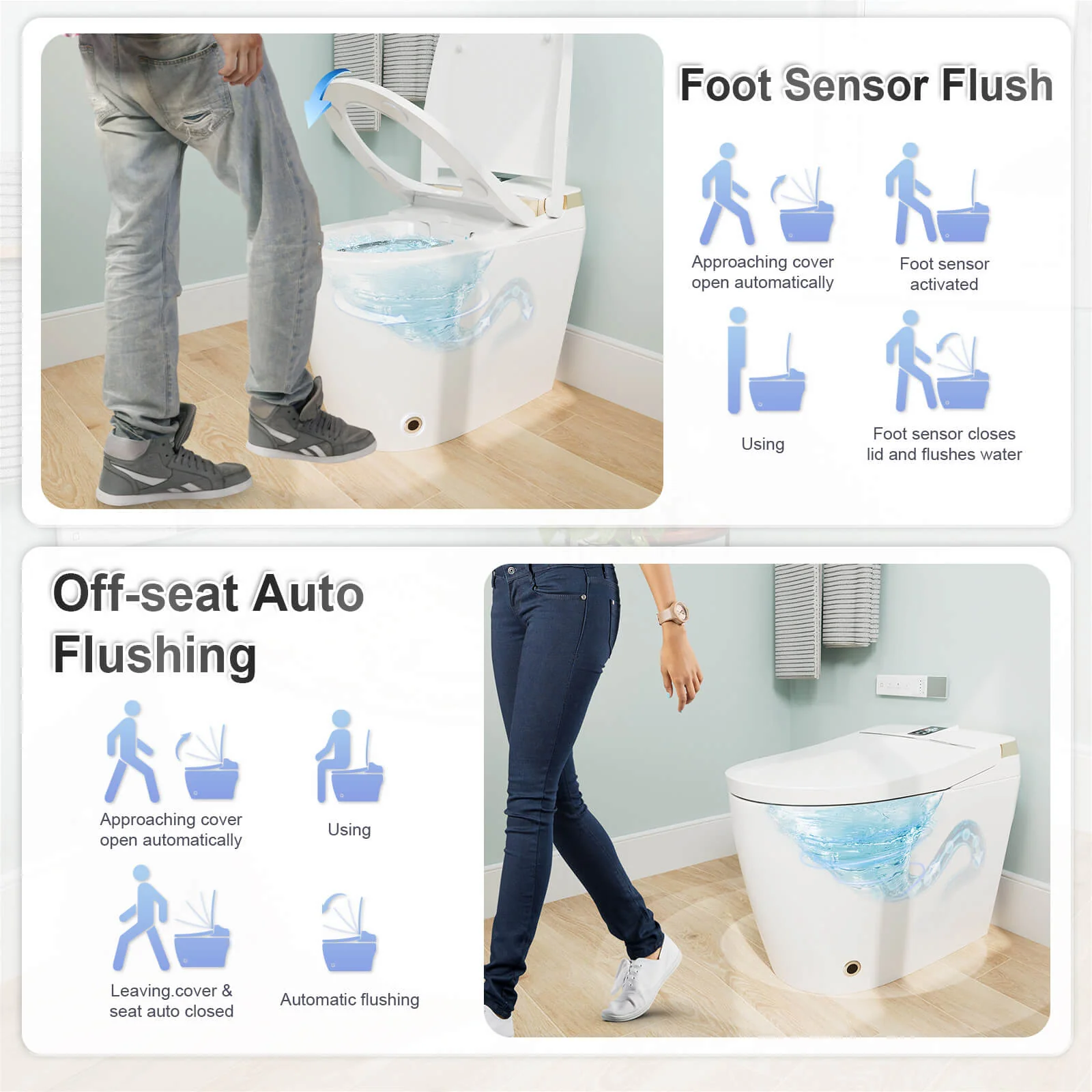 Tankless Elongated Smart Bidet Toilet with Heated Seat, Warm Air Dryer, Night Light - Image 10