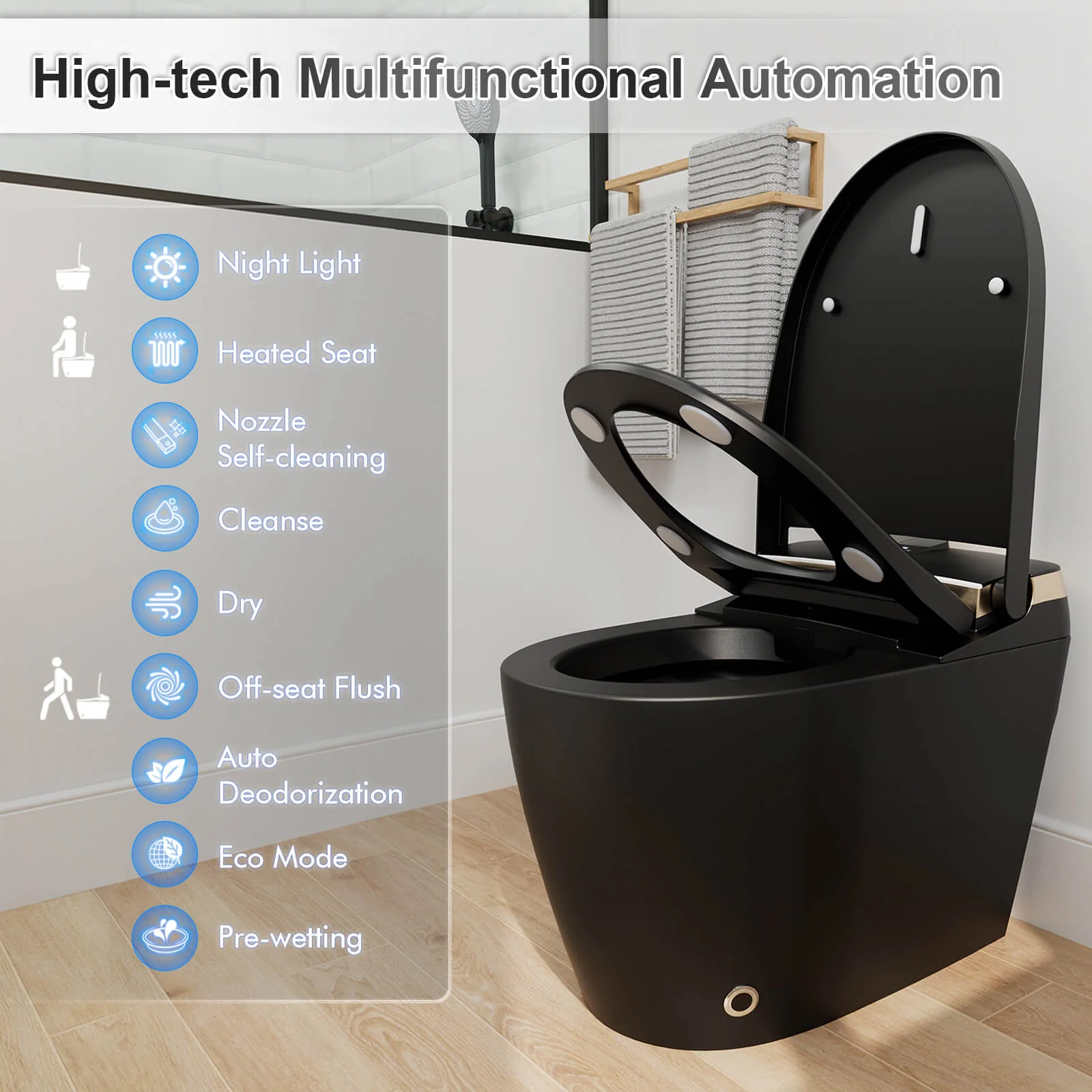 Tankless Elongated Smart Bidet Toilet with Heated Seat, Warm Air Dryer, Night Light - Image 19