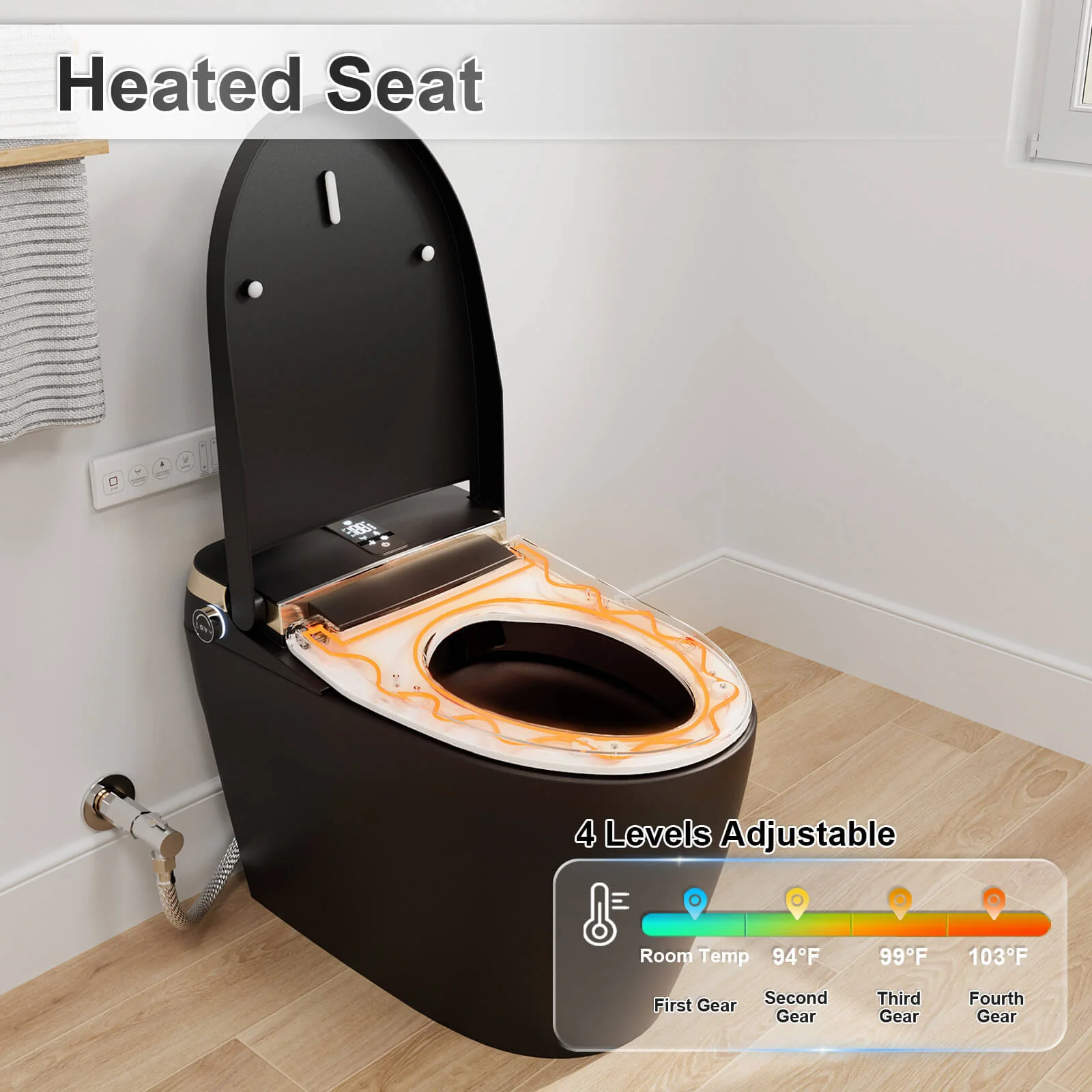 Tankless Elongated Smart Bidet Toilet with Heated Seat, Warm Air Dryer, Night Light - Image 22