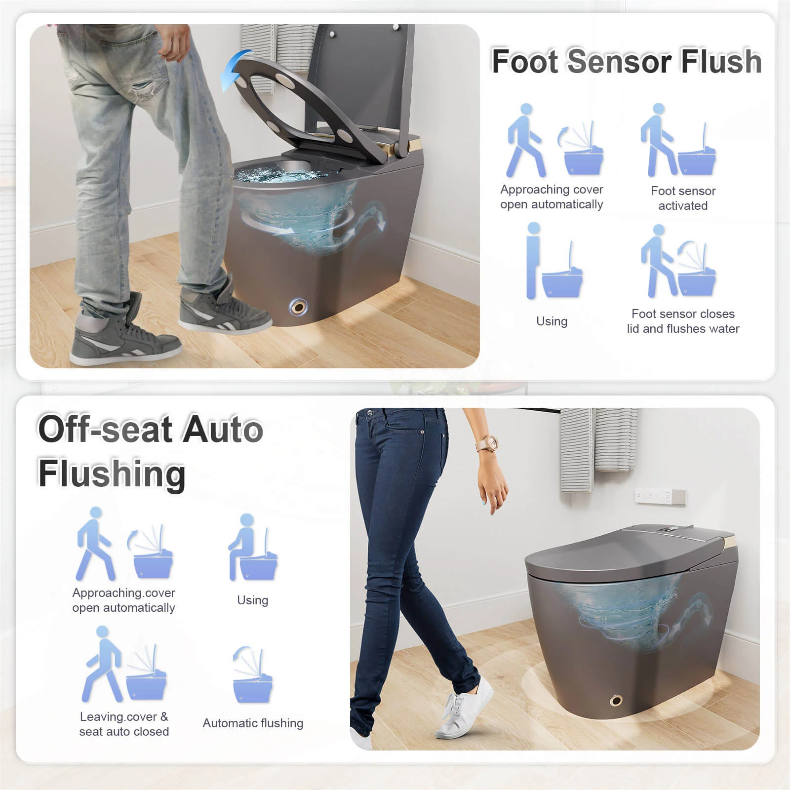 Tankless Elongated Smart Bidet Toilet with Heated Seat, Warm Air Dryer, Night Light - Image 36