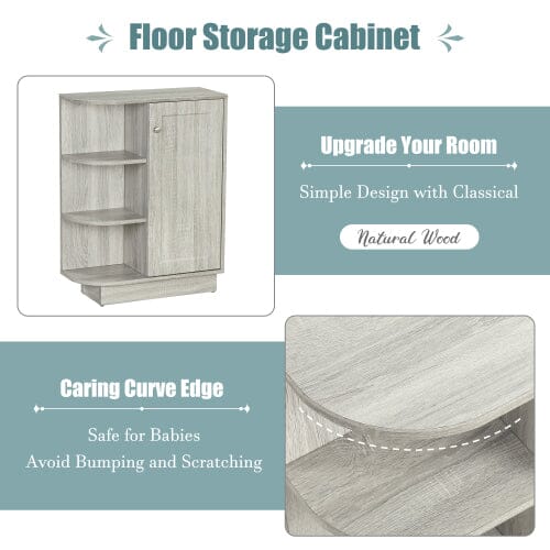 Giving Tree Open Style Shelf Cabinet with Adjustable Plates Ample Storage Space Easy to Assemble, Oak - Image 4