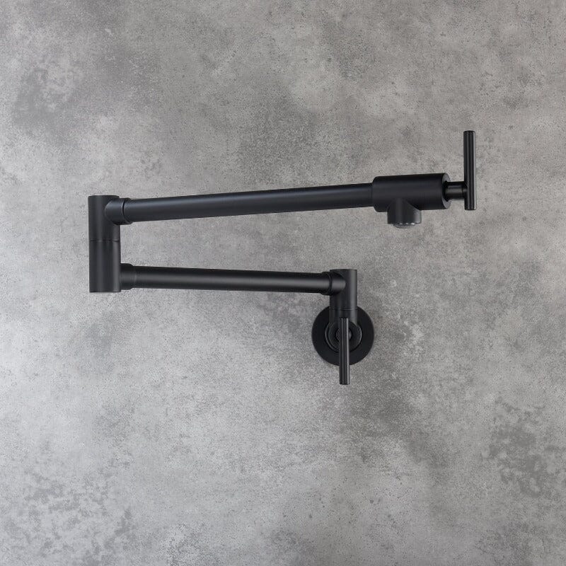 Giving Tree Wall Mount 24'' Matte Black Pot Filler Kitchen Faucet Double-Handle - Image 6