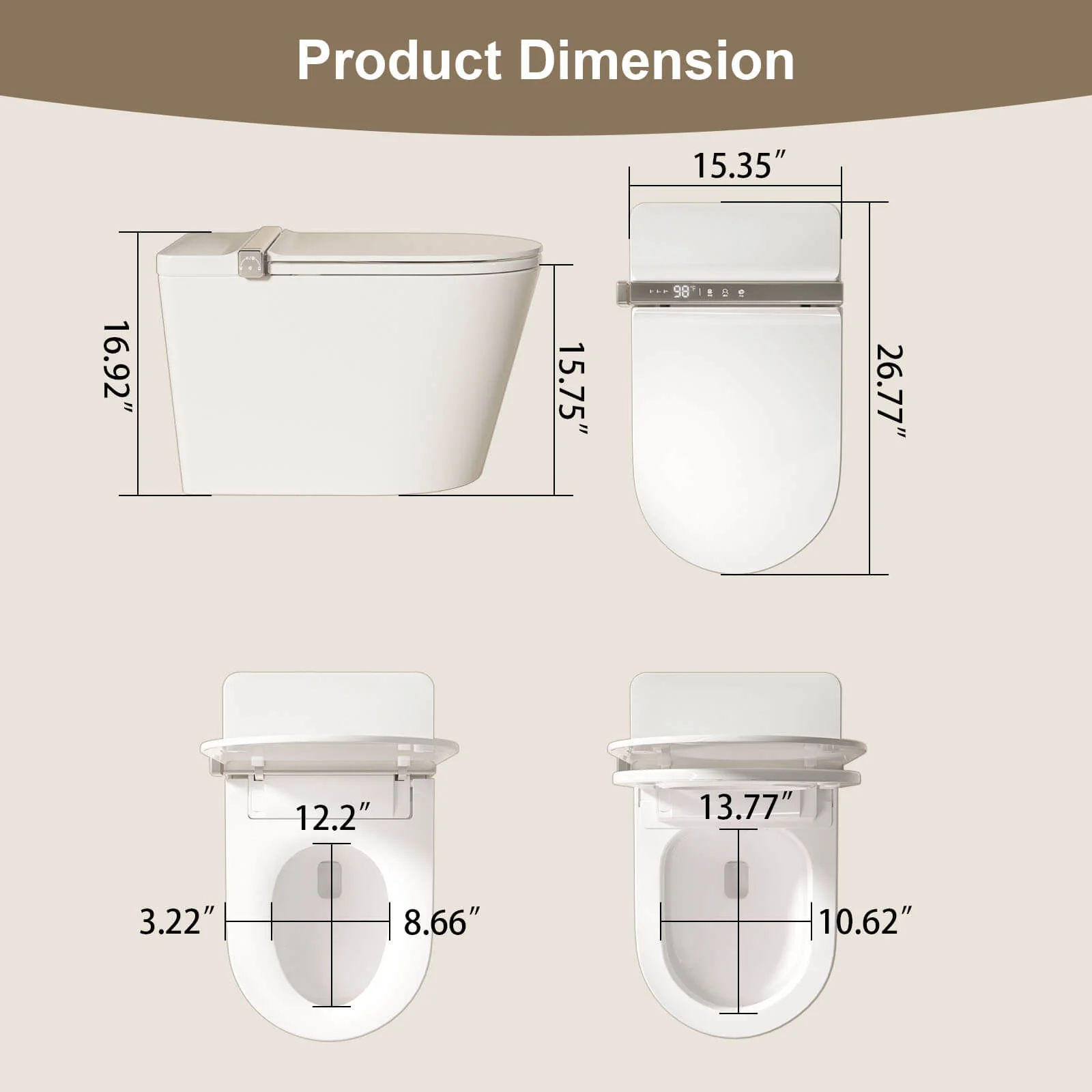 Giving Tree Smart Toilet with Built-in Bidet, Colorful Ambient Lighting, Heated Seat, and Automatic Flush - Image 11