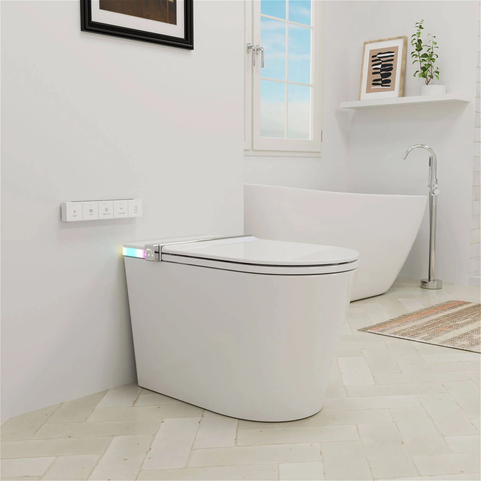 Giving Tree Smart Toilet with Built-in Bidet, Colorful Ambient Lighting, Heated Seat, and Automatic Flush - Image 5