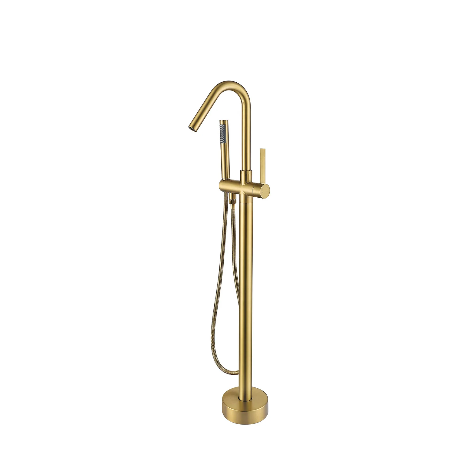 Gold Hand Shower Streamline Freestanding Tub Filler Faucet - Image 4