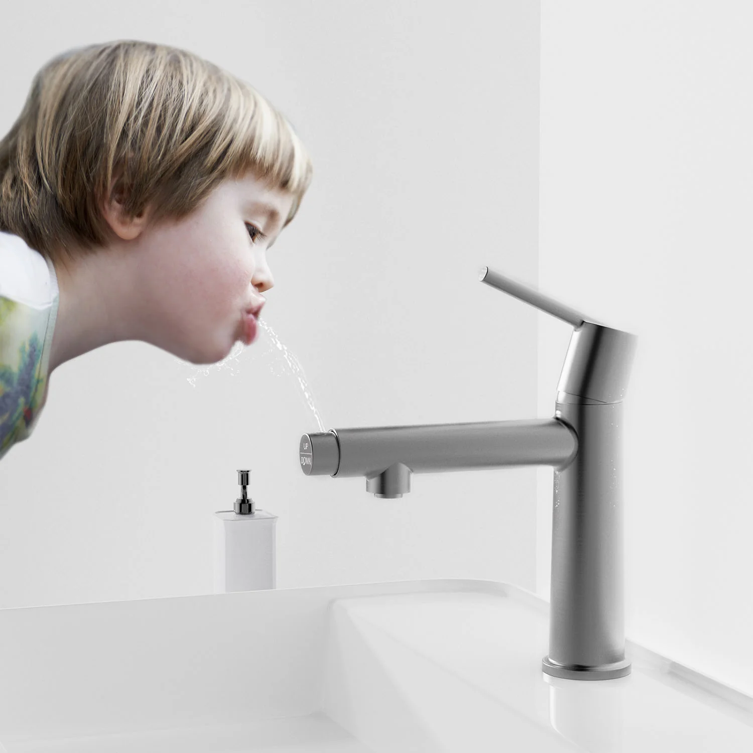 Gray Single Handle Single Hole Bathroom Faucet with 2 Water Flow Mode - Image 4