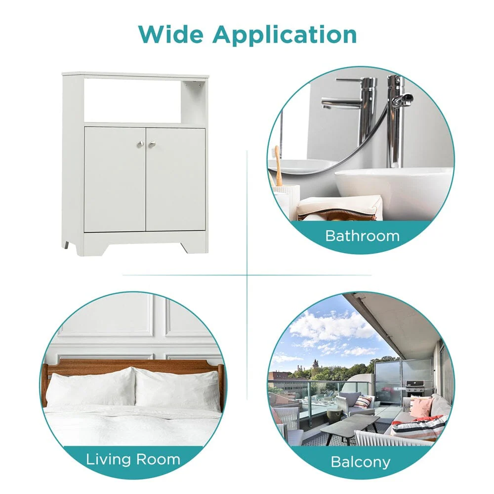 Giving Tree Grey Bathroom Storage Cabinet with Adjustable Shelves, Freestanding Floor Cabinet for Home Kitchen, Easy to Assemble - Image 4