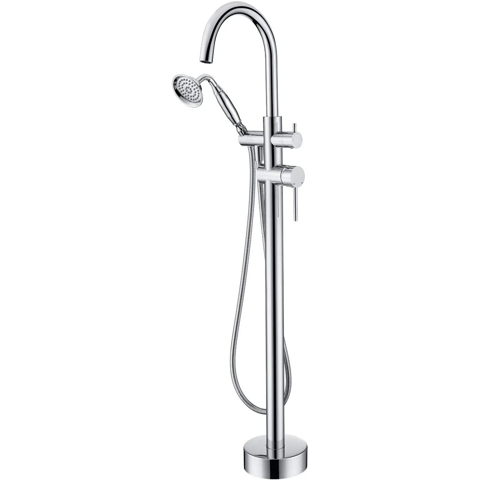 Modern Hand Held Shower Floor Mounted Freestanding Tub Filler, 3 Color & 6 Gallons Per Mins - Image 10