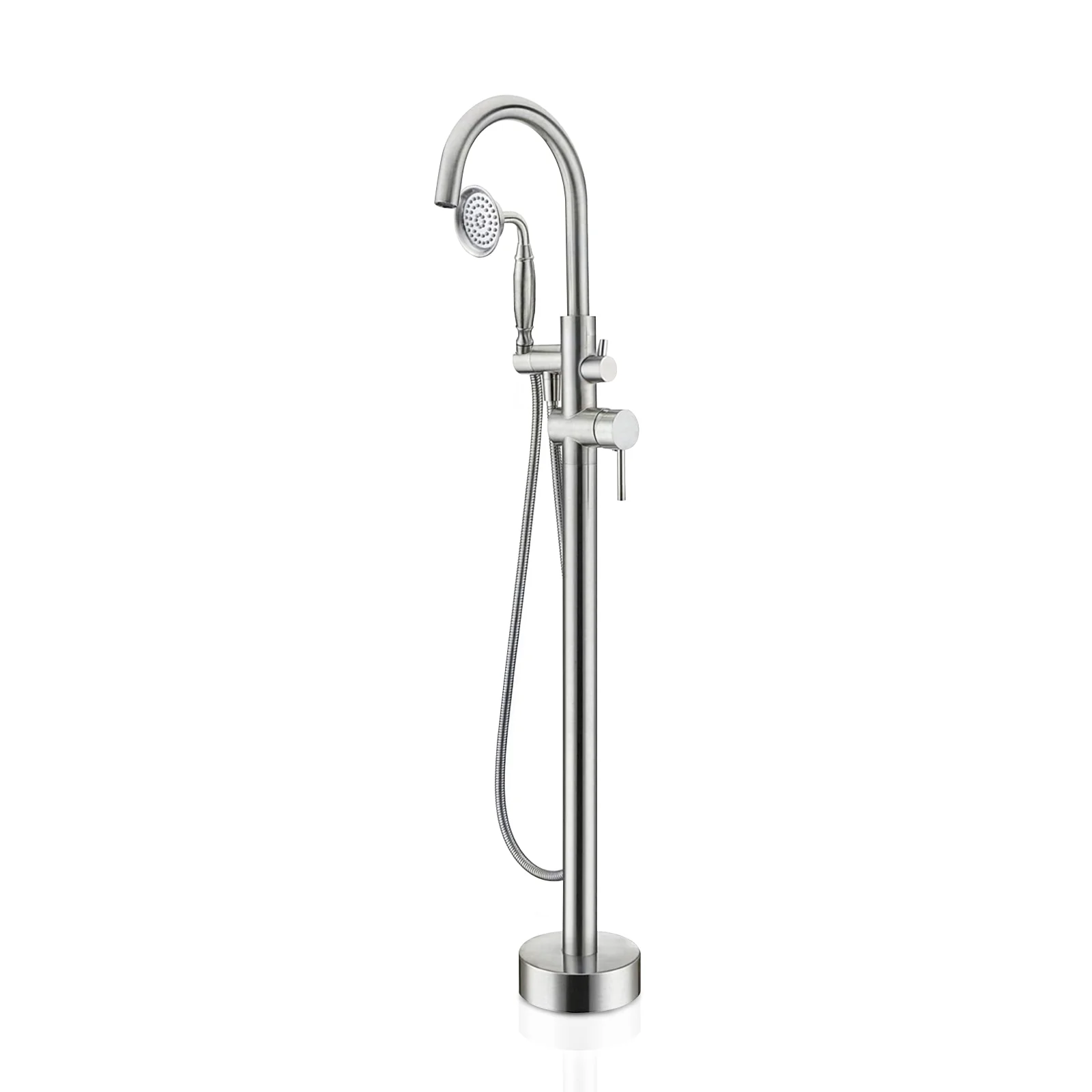 Modern Hand Held Shower Floor Mounted Freestanding Tub Filler, 3 Color & 6 Gallons Per Mins - Image 15
