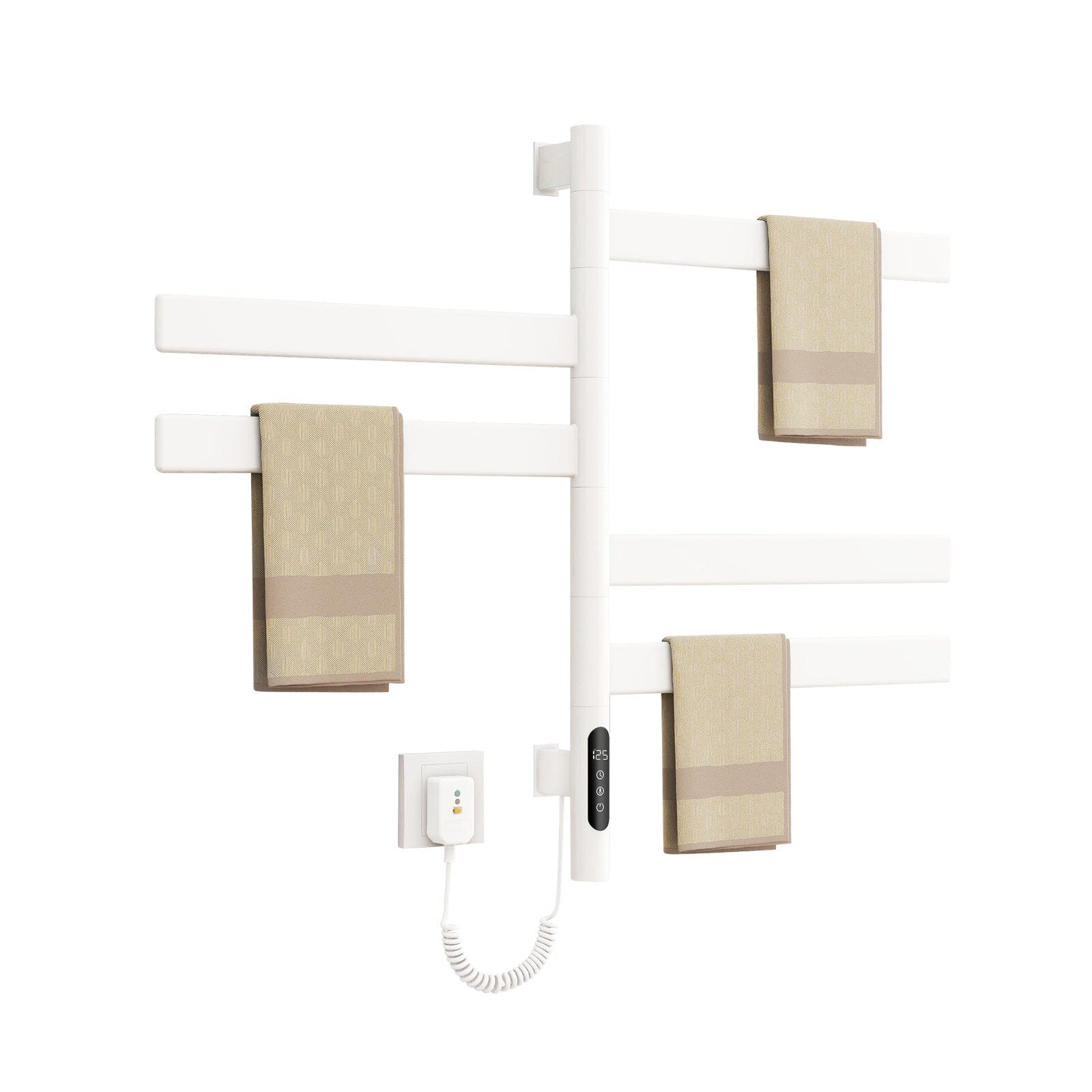 Heated Towel Racks for Bathroom, 180° Rotating Wall Mounted Towel Warmer with Flat 5 Bar - Image 24