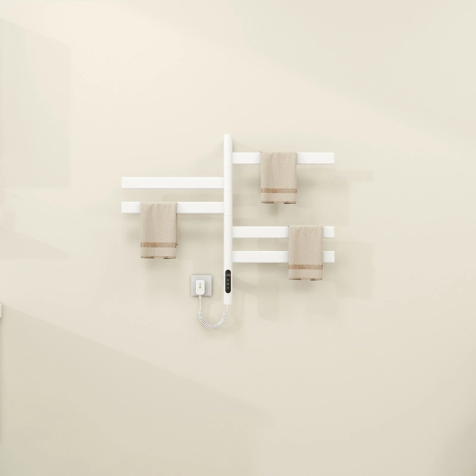 Heated Towel Racks for Bathroom, 180° Rotating Wall Mounted Towel Warmer with Flat 5 Bar - Image 25