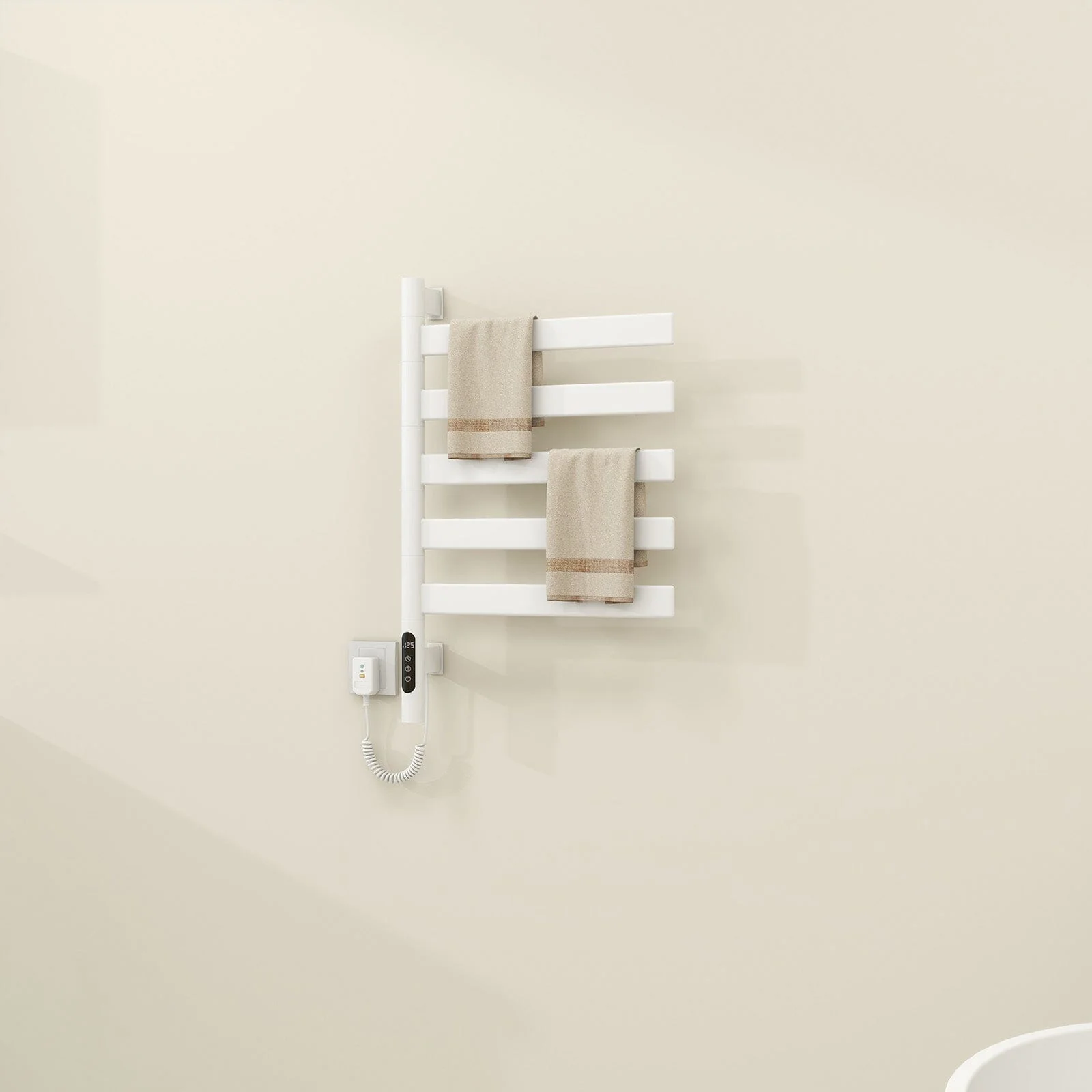 Heated Towel Racks for Bathroom, 180° Rotating Wall Mounted Towel Warmer with Flat 5 Bar - Image 26