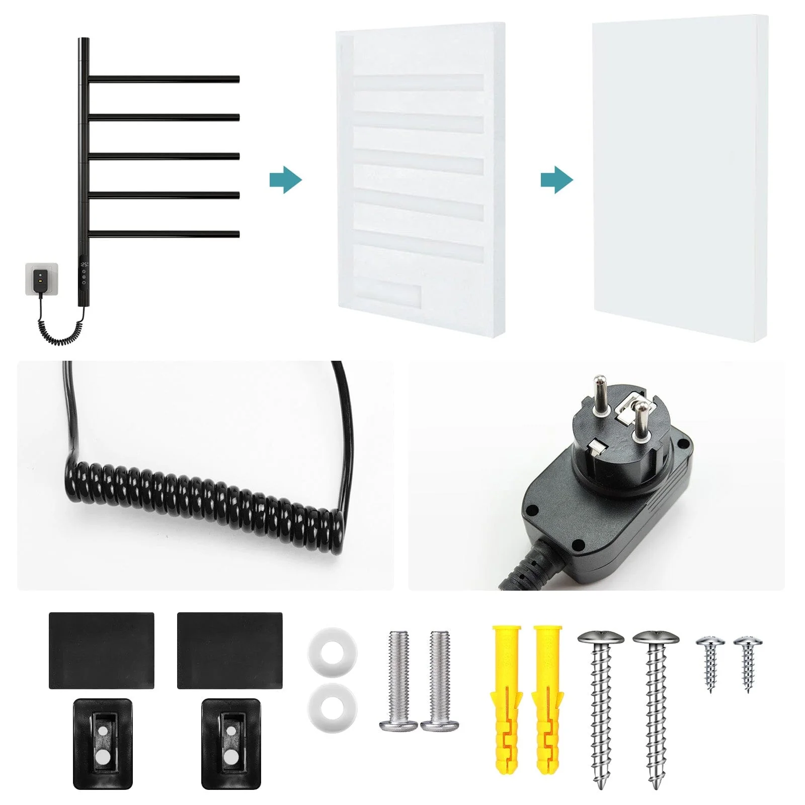 Heated Towel Racks for Bathroom, 180° Rotating Wall Mounted Towel Warmer with Built-in Timer - Image 11