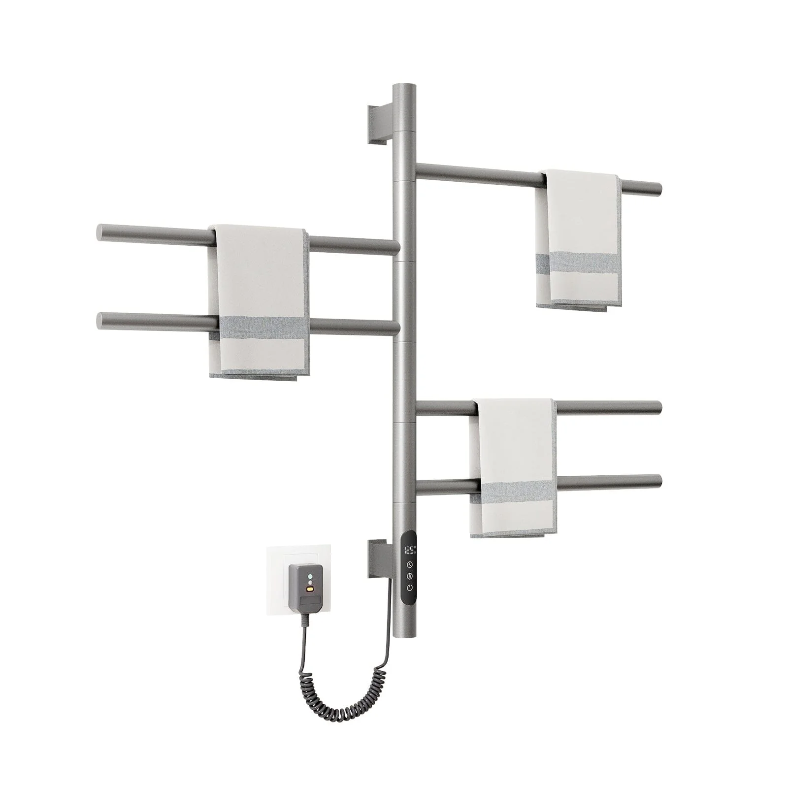 Heated Towel Racks for Bathroom, 180° Rotating Wall Mounted Towel Warmer with Built-in Timer - Image 13