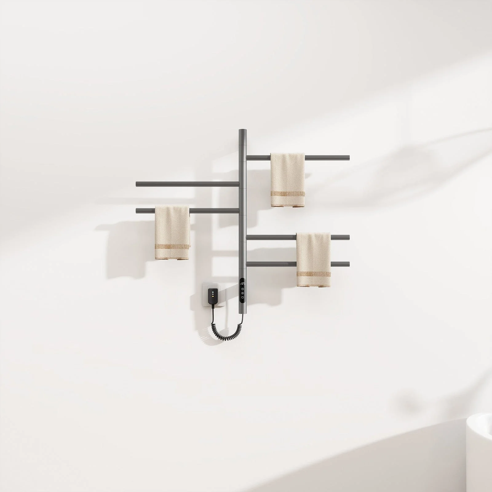 Heated Towel Racks for Bathroom, 180° Rotating Wall Mounted Towel Warmer with Built-in Timer - Image 14