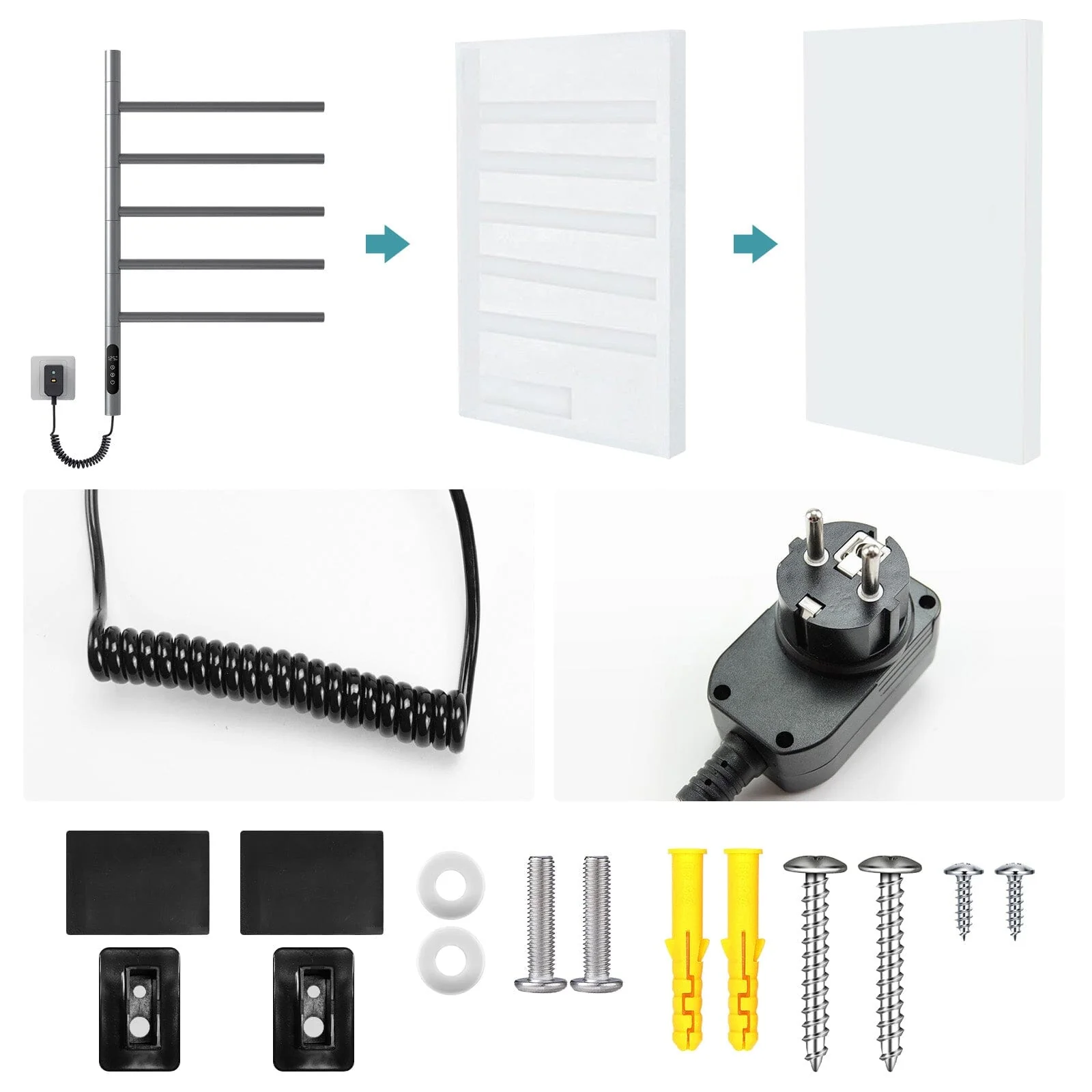 Heated Towel Racks for Bathroom, 180° Rotating Wall Mounted Towel Warmer with Built-in Timer - Image 23
